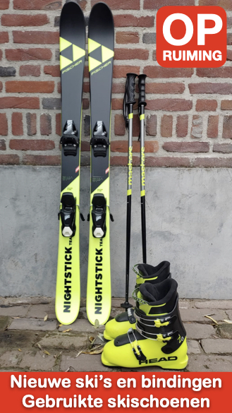 Fischer Nightstick ski-set zwart/geel met Head skischoenen zwart/geel – compleet gemonteerd