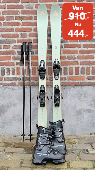 Nieuwe ski's Fischer Ranger, schoenen en stokken: van 910.- Nu 444.-