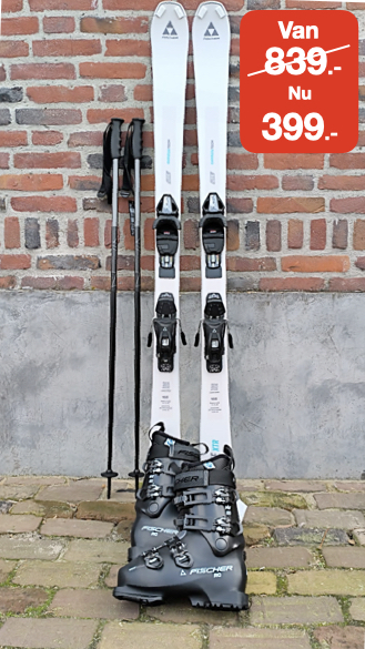 Nieuwe ski's, schoenen en stokken: van 839.- Nu 399.-