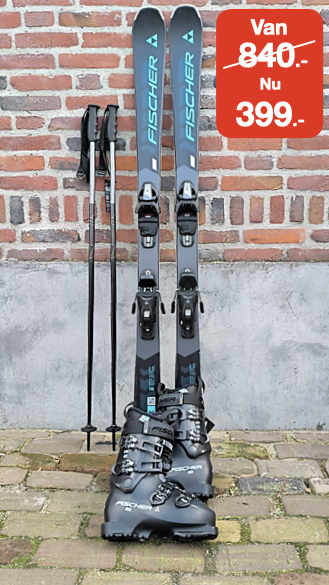 Nieuwe ski's, schoenen en stokken: van 840.- Nu 399.-