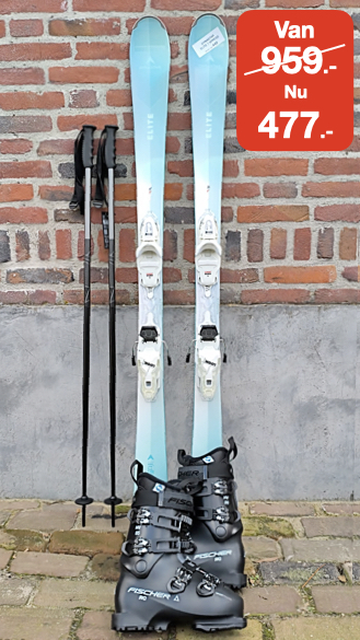 Nieuwe ski's, schoenen en stokken: van 959.- Nu 477.-